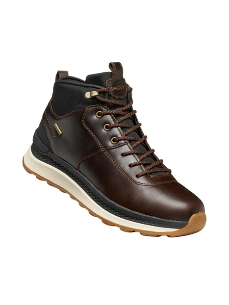 SNEAKERS ALTE IN PELLE CON DETTAGLI TREKKING UOMO MARRONE