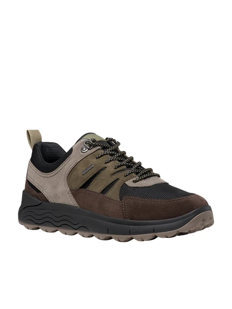 SNEAKERS BASSE MULTIMATERIALE CON DETTAGLI OUTDOOR UOMO MARRONE