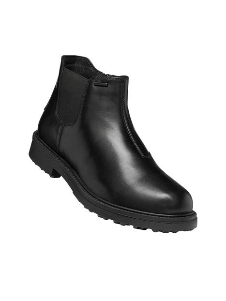 STIVALETTI TACCO BASSO CHELSEA IN PELLE CON SUOLA CARRARMATO UOMO NERO