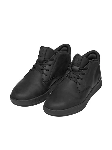 SNEAKERS ALTE IN PELLE CON SUOLA SCANALATA UOMO NERO