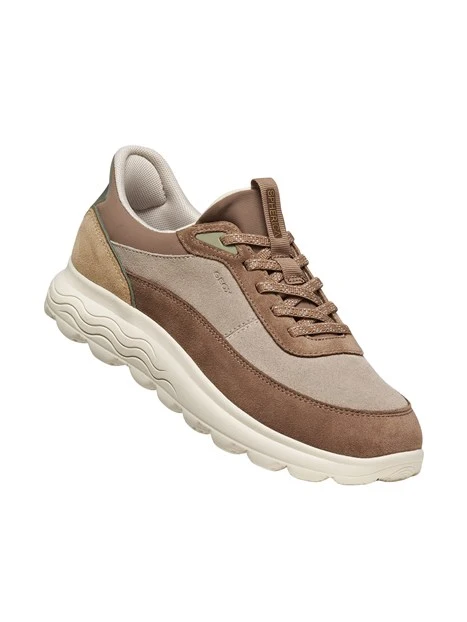 SNEAKERS BASSE CON INSERTI MULTICOLOR E SUOLA SAGOMATA UOMO BEIGE