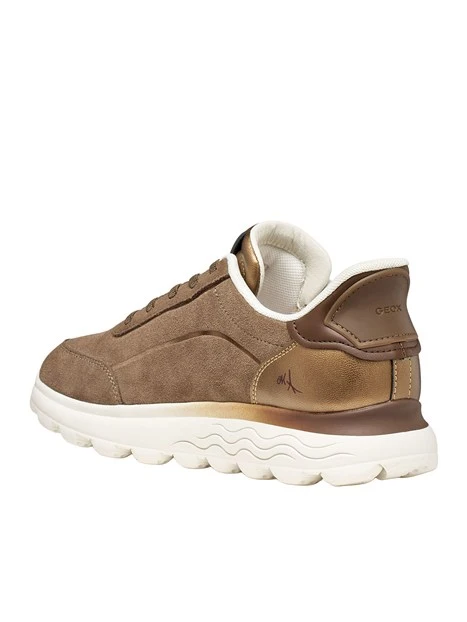SNEAKERS BASSE IN PELLE SCAMOSCIATA CON DETTAGLI METALLIZZATI DONNA BEIGE