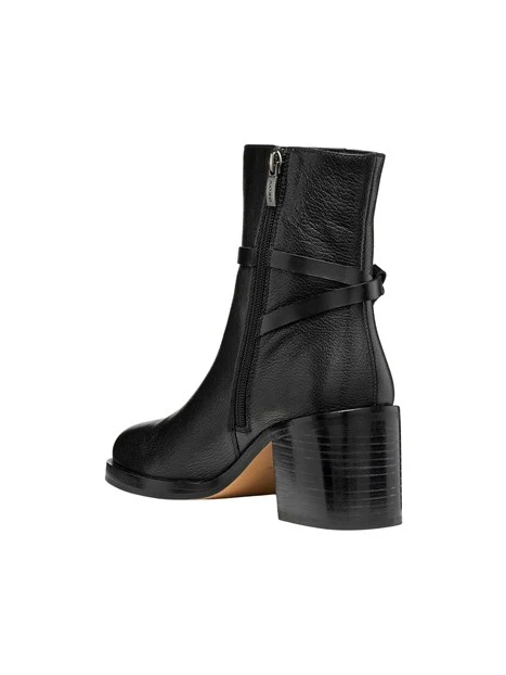 STIVALETTI TACCO ALTO IN PELLE CON CINTURINO E FIBBIA DONNA NERO