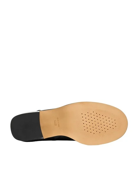 STIVALETTI TACCO ALTO IN PELLE CON CINTURINO E FIBBIA DONNA NERO