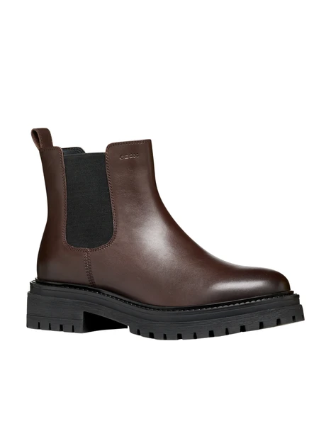 STIVALETTI CHELSEA IN PELLE CON SUOLA CARRARMATO DONNA MARRONE