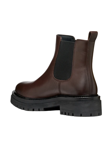 STIVALETTI CHELSEA IN PELLE CON SUOLA CARRARMATO DONNA MARRONE