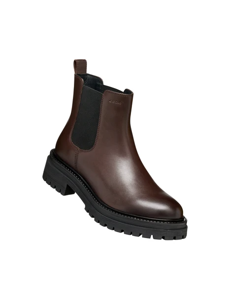 STIVALETTI CHELSEA IN PELLE CON SUOLA CARRARMATO DONNA MARRONE