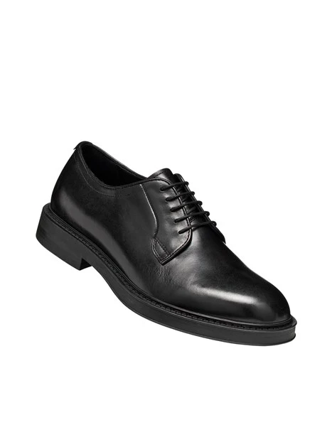 STRINGATE DERBY IN PELLE LISCIA UOMO NERO