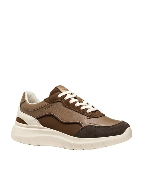 SNEAKERS BASSE MULTIMATERIALE CON SUOLA CHUNKY DONNA MARRONE