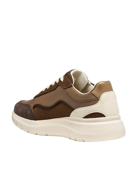 SNEAKERS BASSE MULTIMATERIALE CON SUOLA CHUNKY DONNA MARRONE
