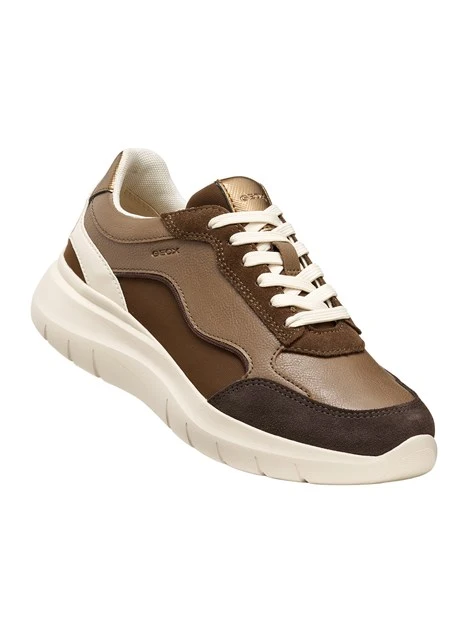 SNEAKERS BASSE MULTIMATERIALE CON SUOLA CHUNKY DONNA MARRONE