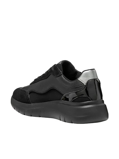 SNEAKERS BASSE MULTIMATERIALE CON DETTAGLI METALLIZZATI DONNA NERO