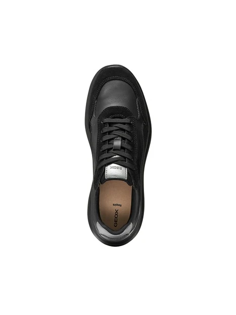 SNEAKERS BASSE MULTIMATERIALE CON DETTAGLI METALLIZZATI DONNA NERO