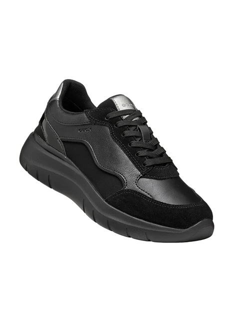 SNEAKERS BASSE MULTIMATERIALE CON DETTAGLI METALLIZZATI DONNA NERO