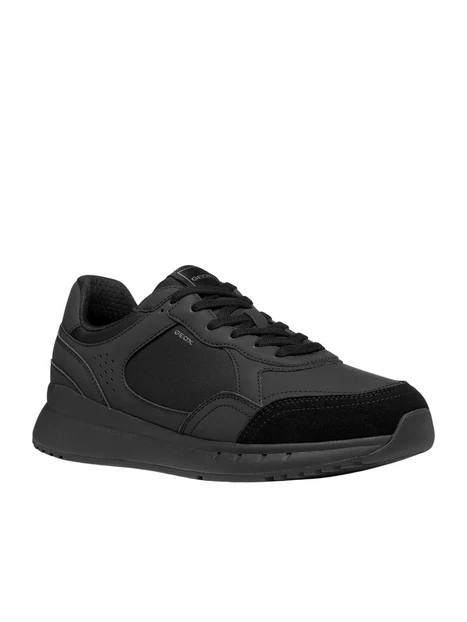 SNEAKERS BASSE MULTIMATERIALE CON INSERTI SCAMOSCIATI UOMO NERO