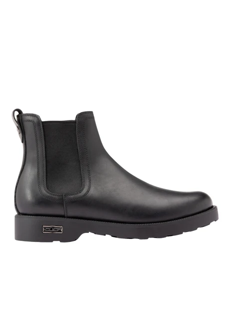 STIVALETTI CHELSEA IN PELLE CON ELASTICO LATERALE UOMO NERO