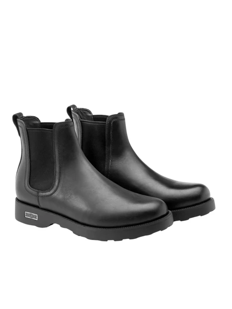 STIVALETTI CHELSEA IN PELLE CON ELASTICO LATERALE UOMO NERO