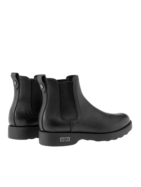 STIVALETTI CHELSEA IN PELLE CON ELASTICO LATERALE UOMO NERO