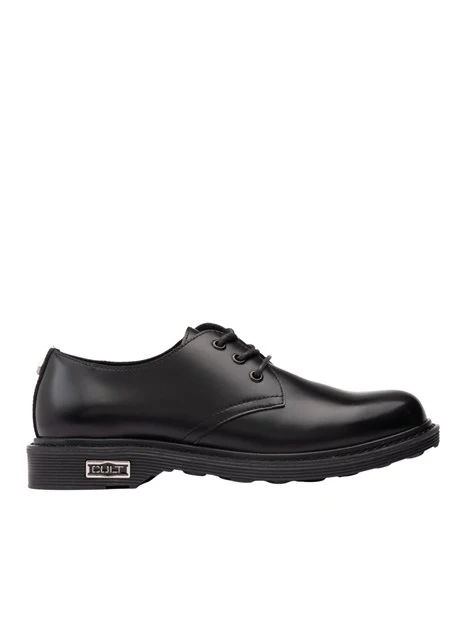 STRINGATE DERBY IN PELLE CON FONDO DENTELLATO DONNA NERO