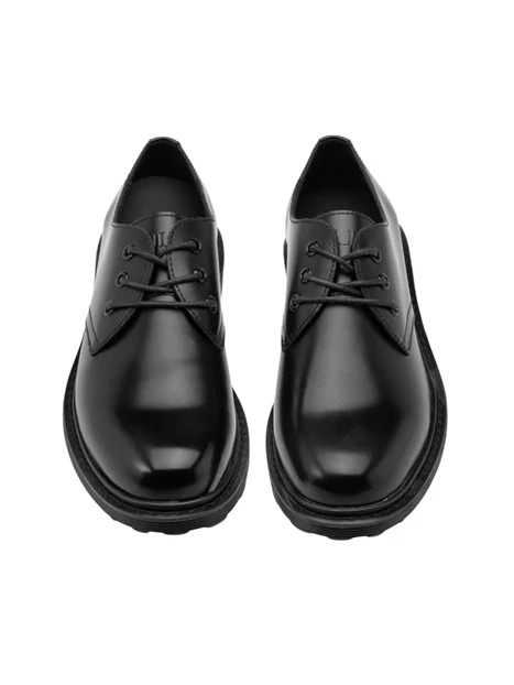 STRINGATE DERBY IN PELLE CON FONDO DENTELLATO DONNA NERO
