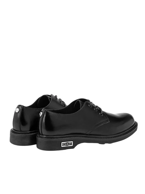 STRINGATE DERBY IN PELLE CON FONDO DENTELLATO DONNA NERO