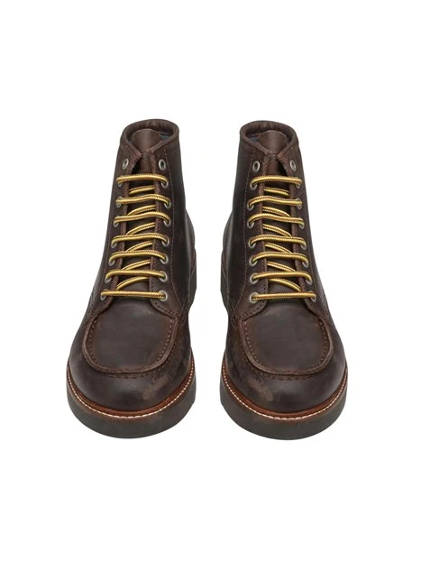 ANFIBI STRINGATI IN PELLE CON SUOLA CARRARMATO UOMO MARRONE
