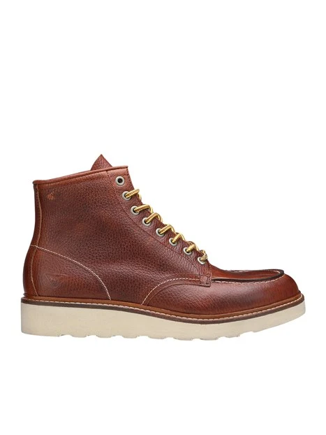 ANFIBI STRINGATI IN PELLE CON SUOLA CARRARMATO UOMO ROSSO