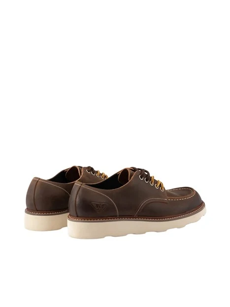 SCARPA STRINGATA DERBY CON LACCI BICOLORE UOMO MARRONE