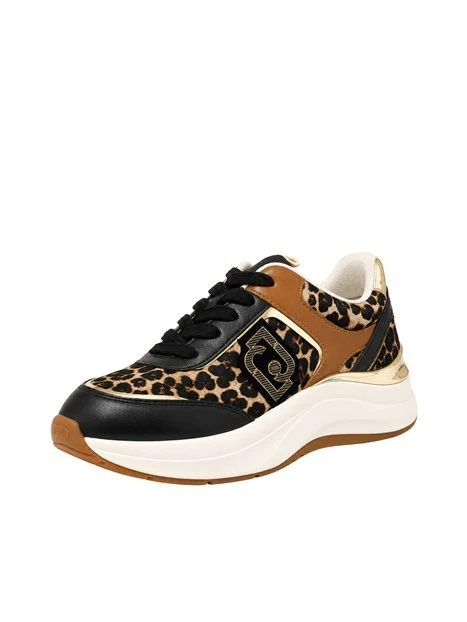 SNEAKERS ALTE BF6029TX549 LEOPARDATO DONNA NERO