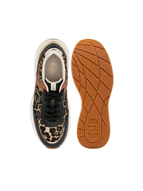 SNEAKERS ALTE BF6029TX549 LEOPARDATO DONNA NERO