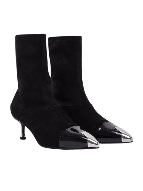 STIVALETTI TACCO BASSO CON PUNTALE METALLICO SF6009TX562 DONNA NERO