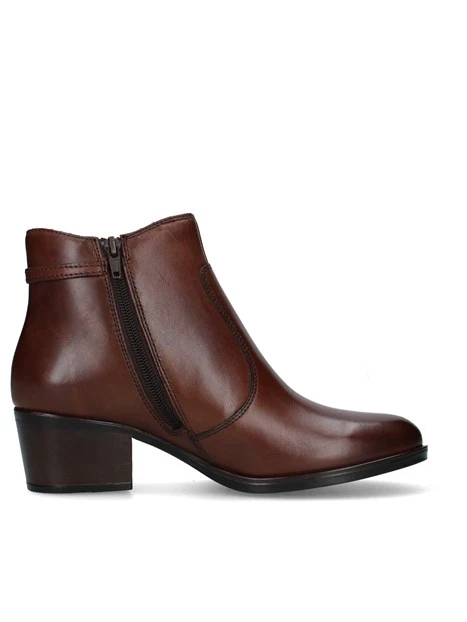 STIVALETTI TACCO ALTO CON INSERTO ELASTICO E FIBBIA DONNA MARRONE