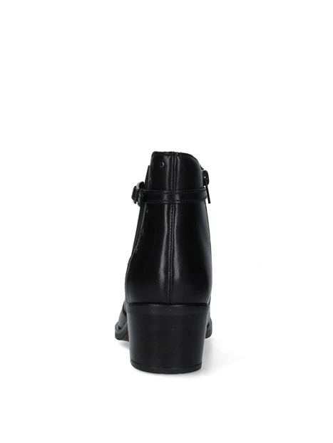 STIVALETTI TACCO ALTO CON INSERTO ELASTICO E FIBBIA DONNA NERO