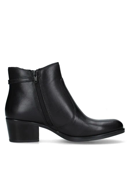 STIVALETTI TACCO ALTO CON INSERTO ELASTICO E FIBBIA DONNA NERO