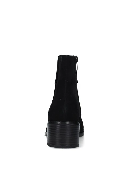 STIVALETTI TACCO ALTO IN CAMOSCIO CON TACCO LARGO DONNA NERO