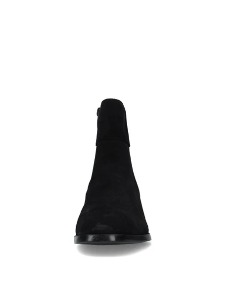 STIVALETTI TACCO ALTO IN CAMOSCIO CON TACCO LARGO DONNA NERO