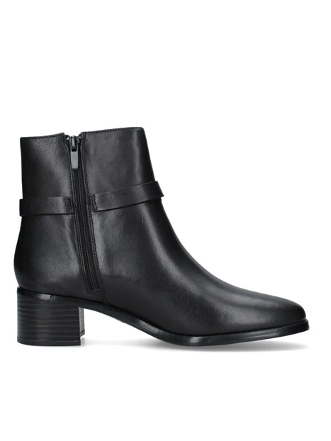 STIVALETTI TACCO BASSO CHELSEA CON CINTURINO E ANELLO DORATO DONNA NERO