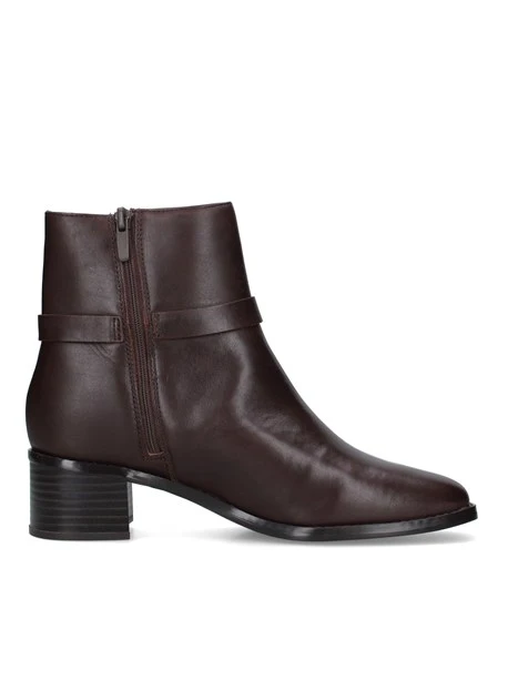 STIVALETTI TACCO BASSO CHELSEA CON CINTURINO E ANELLO DORATO DONNA MARRONE
