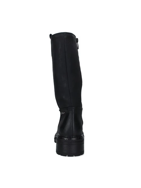STIVALI TACCO BASSO CON DETTAGLI METALLICI DONNA NERO