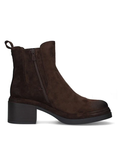 STIVALETTI TACCO BASSO CHELSEA CON BORCHIE DONNA MARRONE