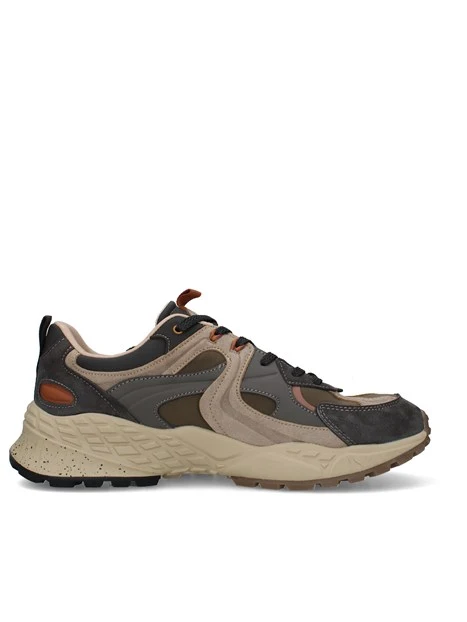 SNEAKERS BASSE IN CAMOSCIO CON INSERTI A CONTRASTO UOMO GRIGIO