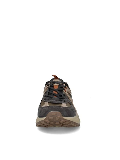 SNEAKERS BASSE IN CAMOSCIO CON INSERTI A CONTRASTO UOMO GRIGIO