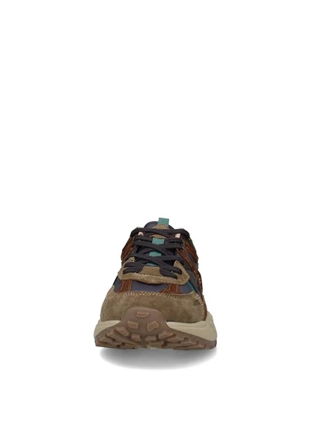 SNEAKERS BASSE IN CAMOSCIO CON INSERTI A CONTRASTO UOMO MARRONE
