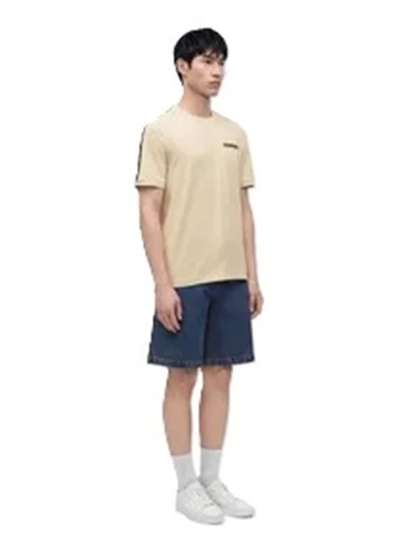 T-SHIRT MANICA CORTA LOGO SERIES CON BANDE SULLE SPALLE UOMO AVORIO