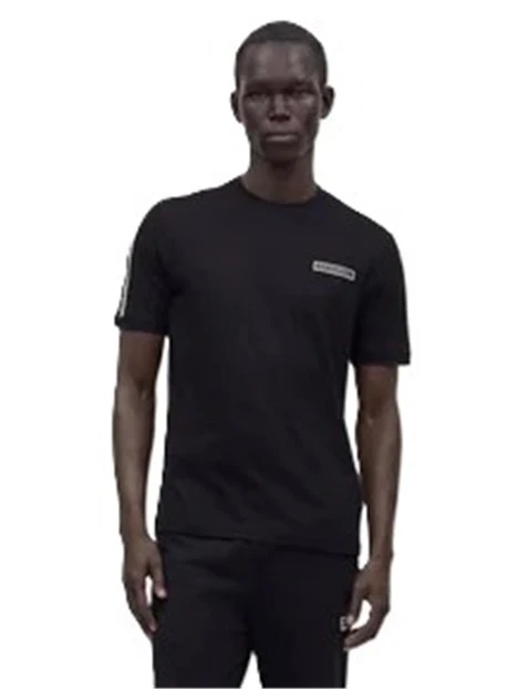 T-SHIRT MANICA CORTA LOGO SERIES CON BANDE SULLE SPALLE UOMO NERO