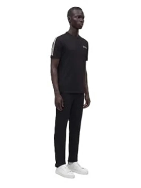 T-SHIRT MANICA CORTA LOGO SERIES CON BANDE SULLE SPALLE UOMO NERO