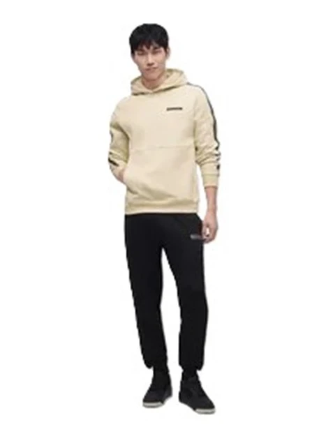 FELPA CON CAPPUCCIO E LOGO UOMO AVORIO