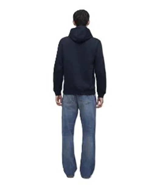 FELPA CON CAPPUCCIO E LOGO UOMO BLU