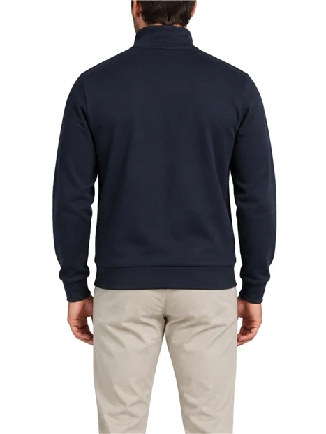 FELPA CON ZIP LOGATA E COLLETTO ALTO UOMO BLU