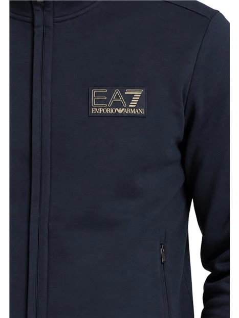 FELPA CON ZIP LOGATA E COLLETTO ALTO UOMO BLU